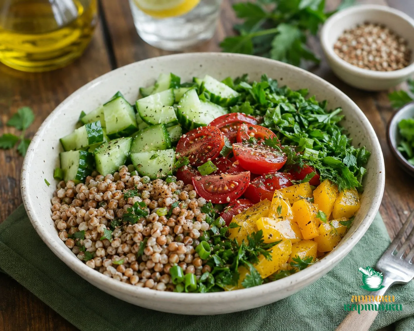 🥗 Холодная гречневая миска с овощами и зеленью