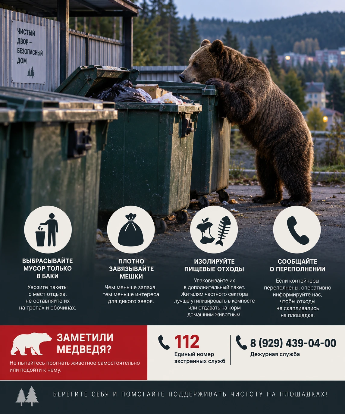 🐻 Медведи выходят к людям: как избежать встречи на контейнерной площадке?
