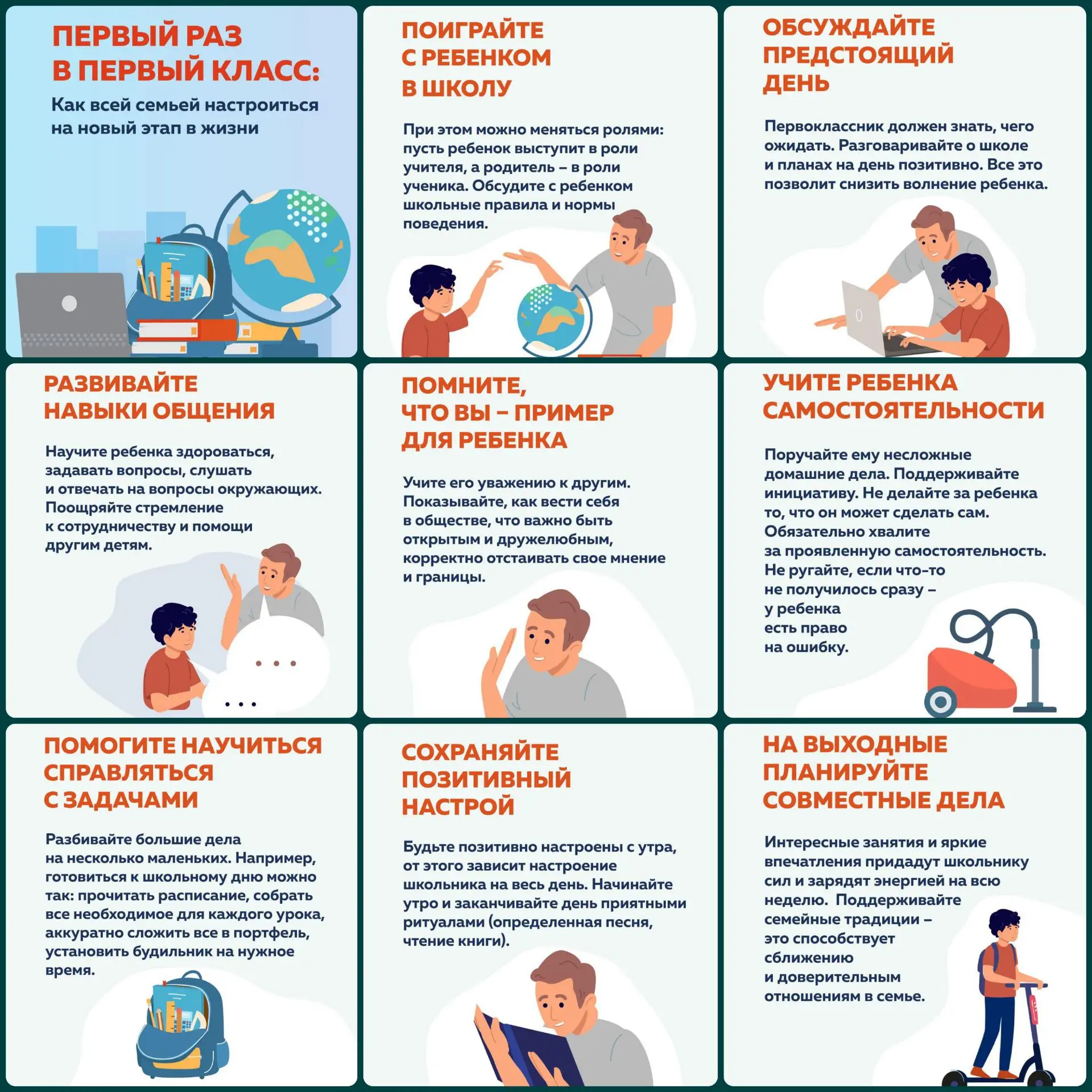 Первый раз в первый класс. Как настроиться на учебный процесс всей семьёй 👇👇👇