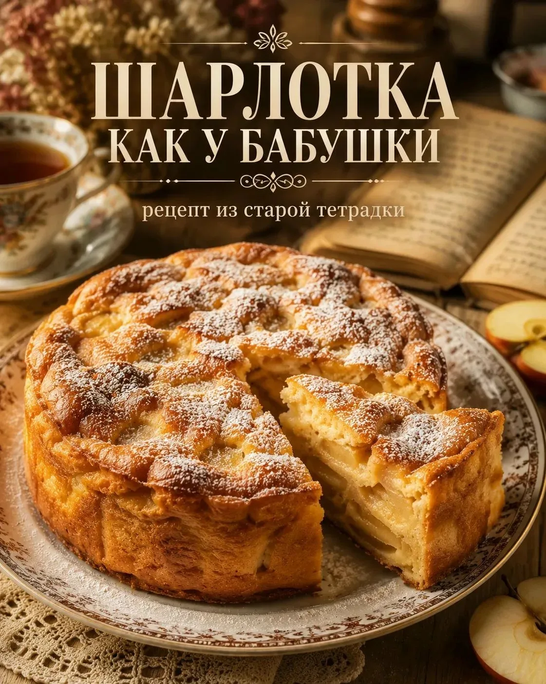 Шарлотка как у бабушки: Рецепт, которому 60 лет
