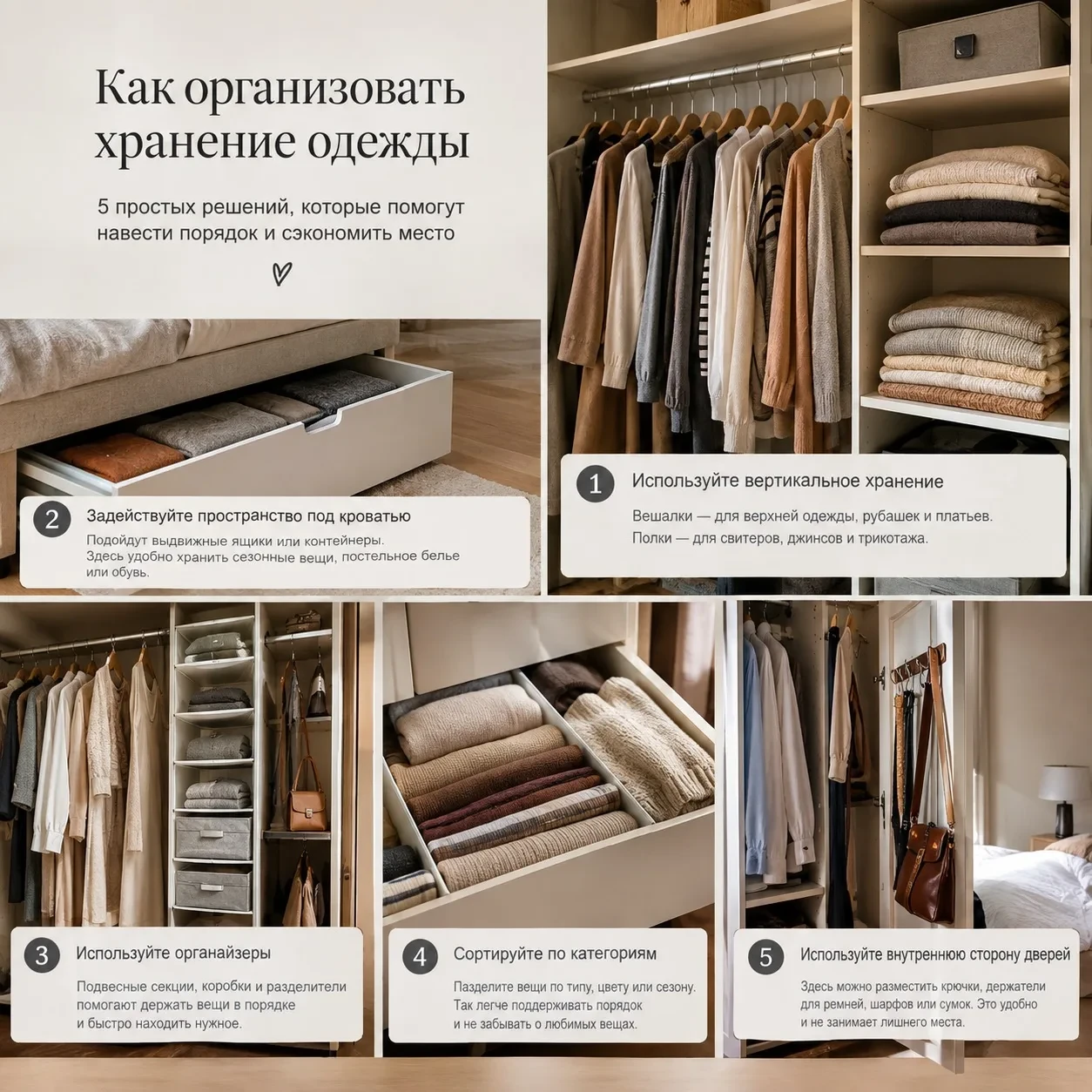 Организация хранения одежды в маленькой квартире 👏🏻
