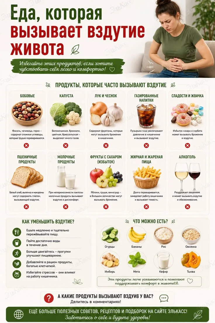 Какая еда вызывает вздутие живота? 🤍 Даже полезные продукты могут вызывать дискомфорт: бобовые, кап
