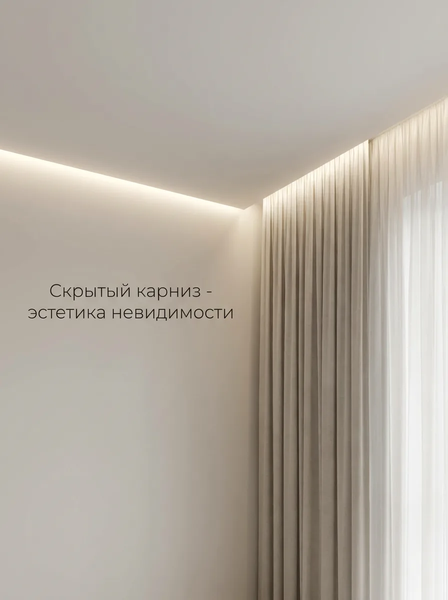 Скрытый карниз: эстетика «невидимости» ✨

Хотите интерьер как с рендера топовых студий? Забудьте о г