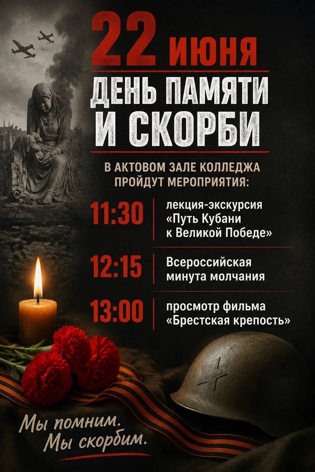 22 июня — День памяти и скорби

В этот день мы склоняем головы перед подвигом героев, отдавших свои 