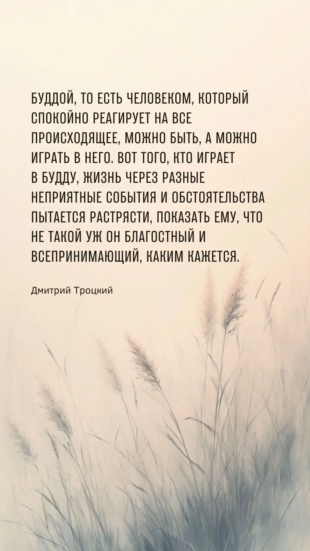 Буддой, то есть человеком, который спокойно реагирует на все происходящее, можно быть, а можно играт