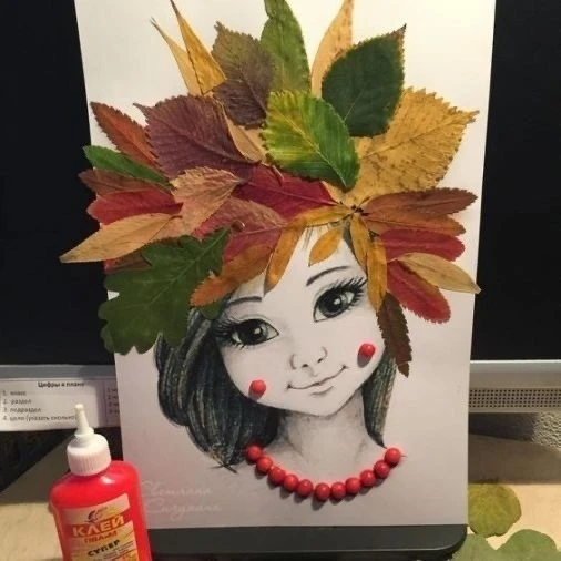 Шаблоны для креативных аппликаций «осенних причёсок» из листьев 🍂