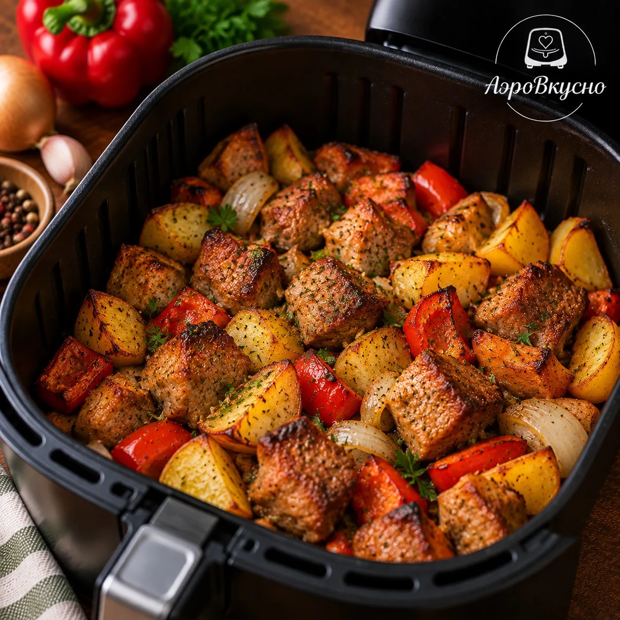 🍖 Свинина кусочками с овощами в аэрогриле