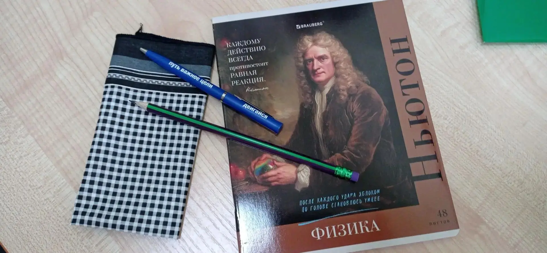 Тетрадка у меня ещё с прошлого года не начата, карандаш я у друга взяла, а ручку в школ...