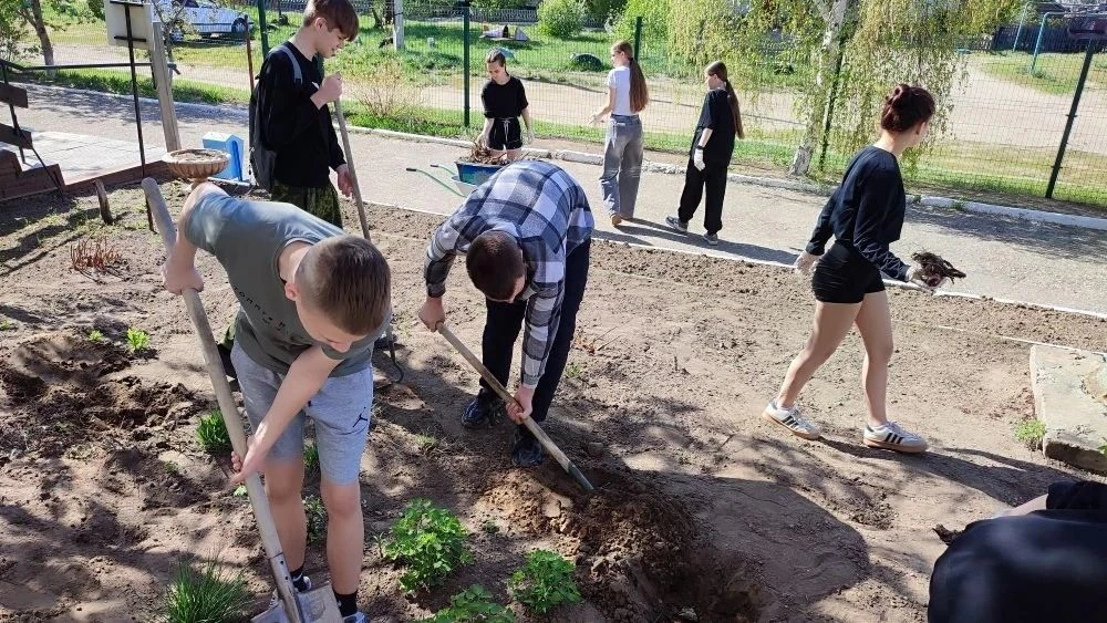 Студенты Алтайского колледжа информационных технологий облагородили территорию Волчихинского дома-ин