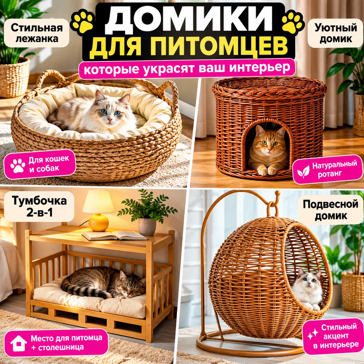 🤖 Попросила ИИ найти домики для питомцев, которые не портят интерьер. И вот что он отк...