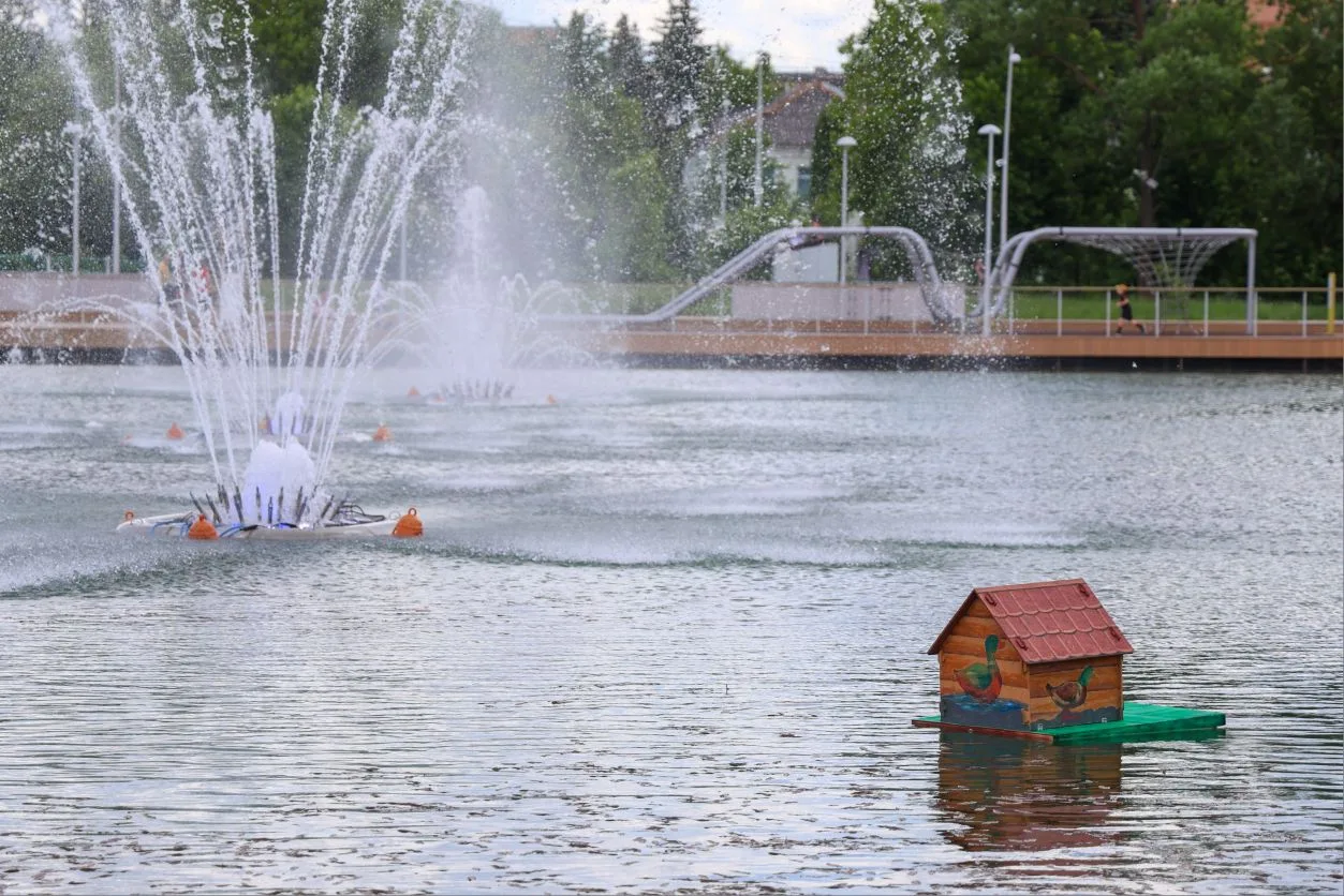 На городских водоемах установили домики для уток