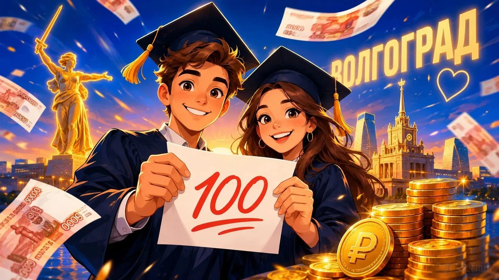 🎓💰 100 баллов — 100 тысяч: волгоградские стобалльники получат премию и стипендию! 💸📚

Выпускники