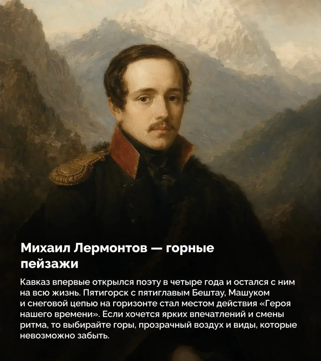 🔻Где отдыхали наши классики?

Даже гении нуждались в перезагрузке. Пушкин грезил морским бризом, То
