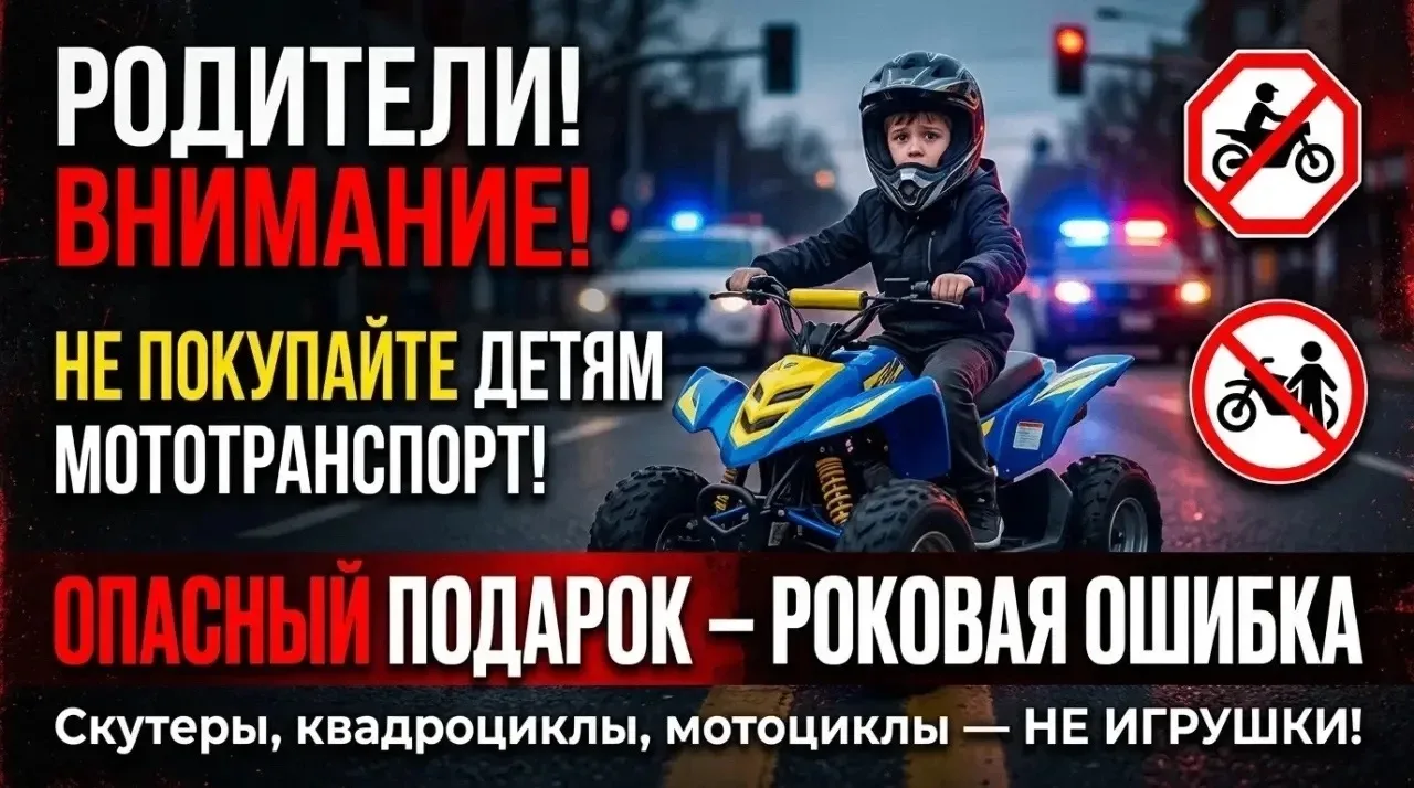 ⚠️ Мототехника — не игрушка! Родители, подумайте о безопасности детей.