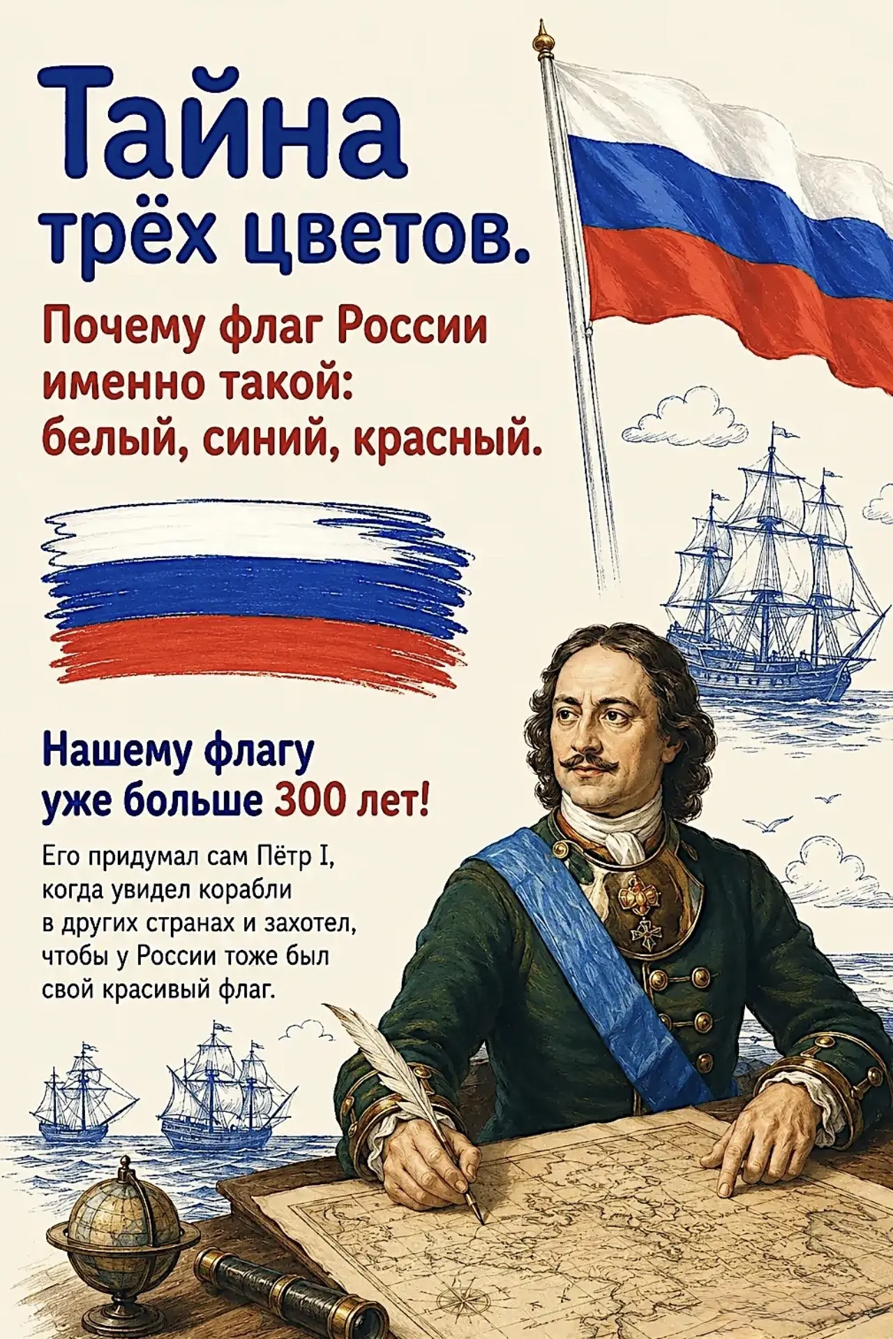 ⚪️🔵🔴 А вы знаете тайну трёх цветов?

Белый, синий, красный... Почему именно они украшают наш флаг?