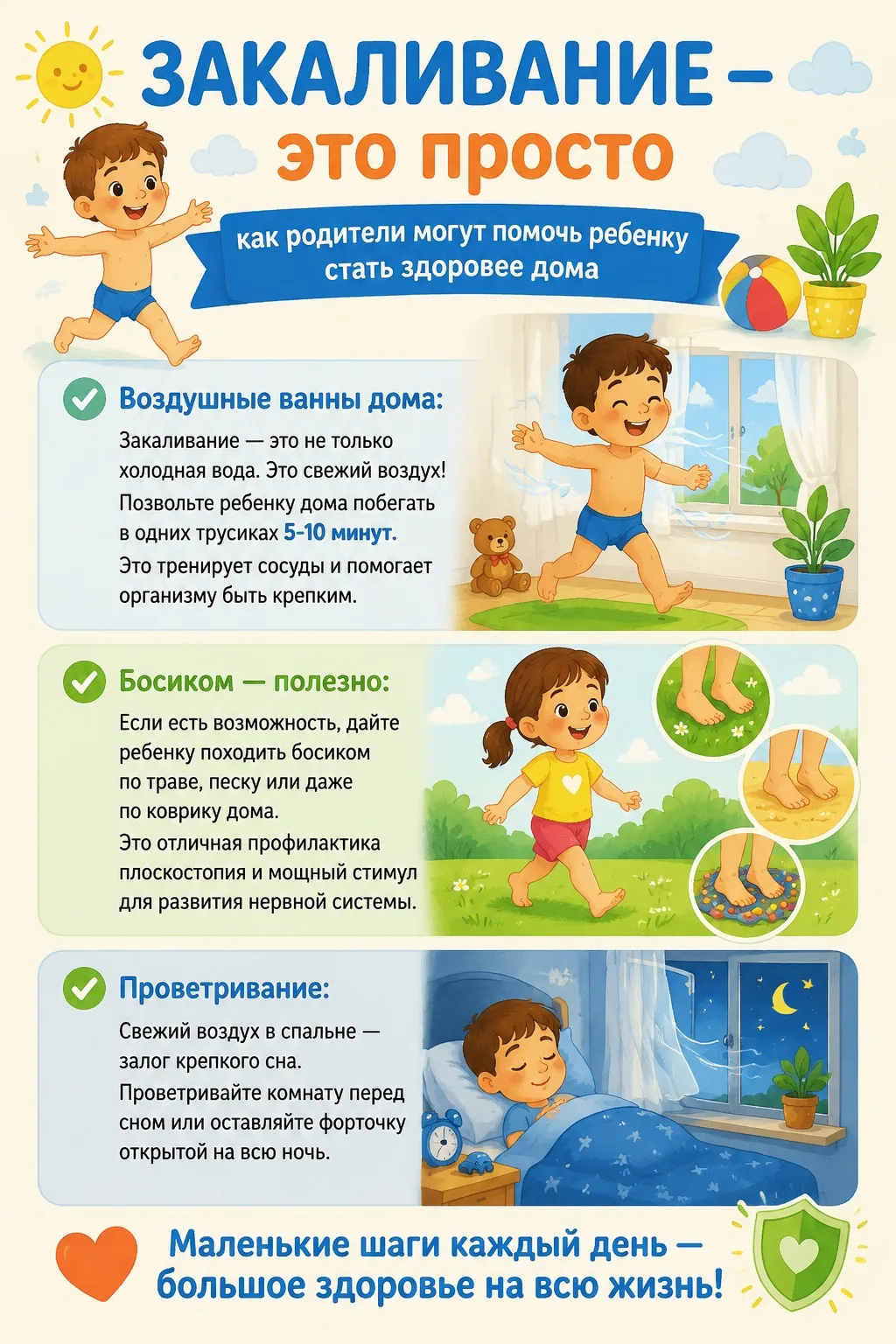 Летняя закалка — крепкое здоровье осенью!

☀️ Лето — отличное время, чтобы позаботиться о здоровье р