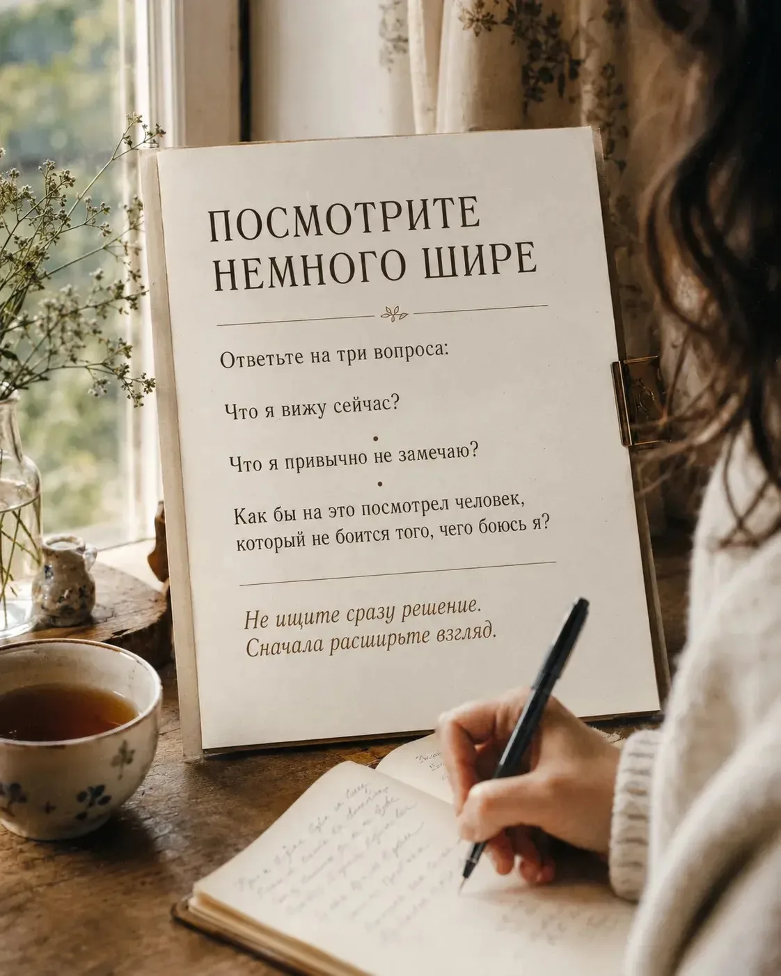 Попробуйте сегодня посмотреть немного шире

Возьмите одну ситуацию, в которой сейчас не видите хорош