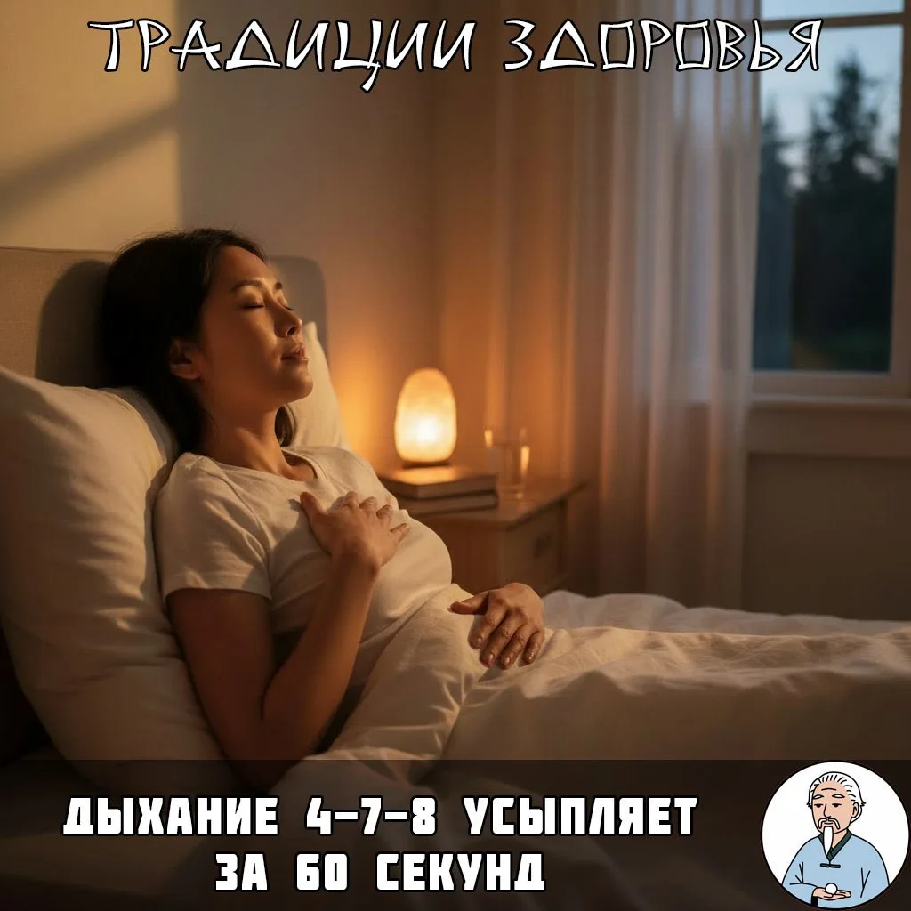 Природное снотворное  Техника 4-7-8 переводит нервную систему в режим сна за минуту. Работает лучше 