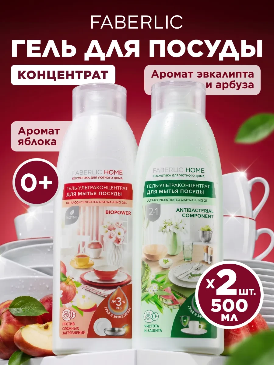 ⚡️ Набор средство для мытья посуды 2 шт по 500 мл Фаберлик, Faberlic