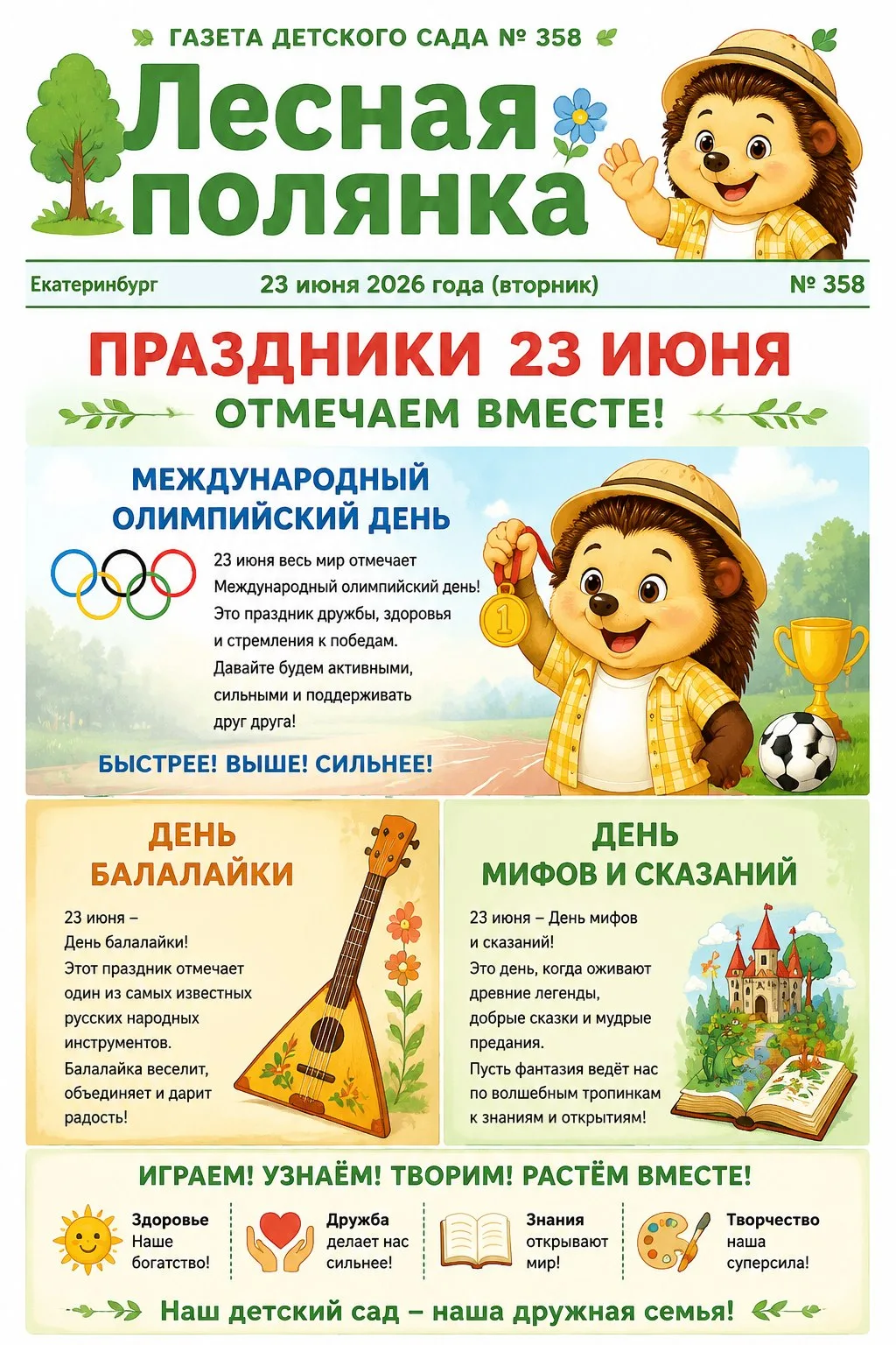 В нашем детском саду сегодня особенный день!

Мы отмечаем:

🔸 Международный олимпийский день — буде
