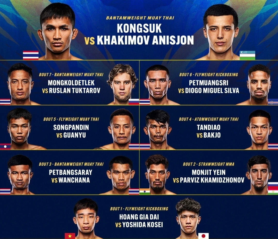 🔥‼ Сегодня прямая трансляция турнира ONE Friday Fights 156

Среди бойцов заявлены: 
• Анисжон Хаким