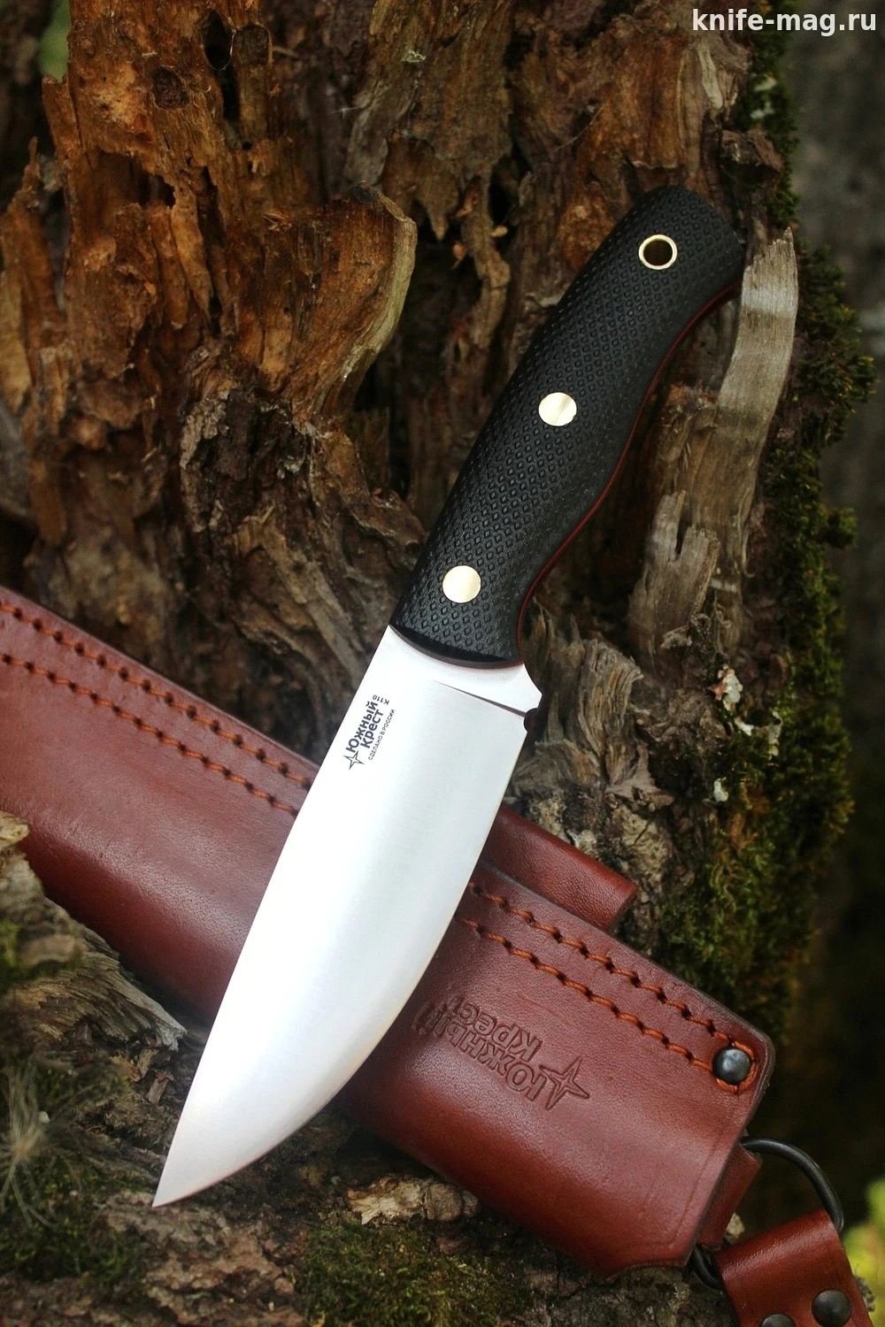 Туристический нож Барибал Böhler K110 конвекс, накладки micarta Черная, оружейная насечка