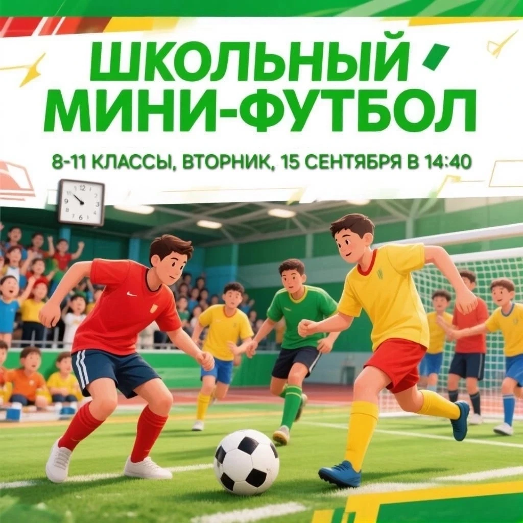 ⚽️Объявляется регистрация на турнир по мини-футболу среди учащихся 8–11 классов.