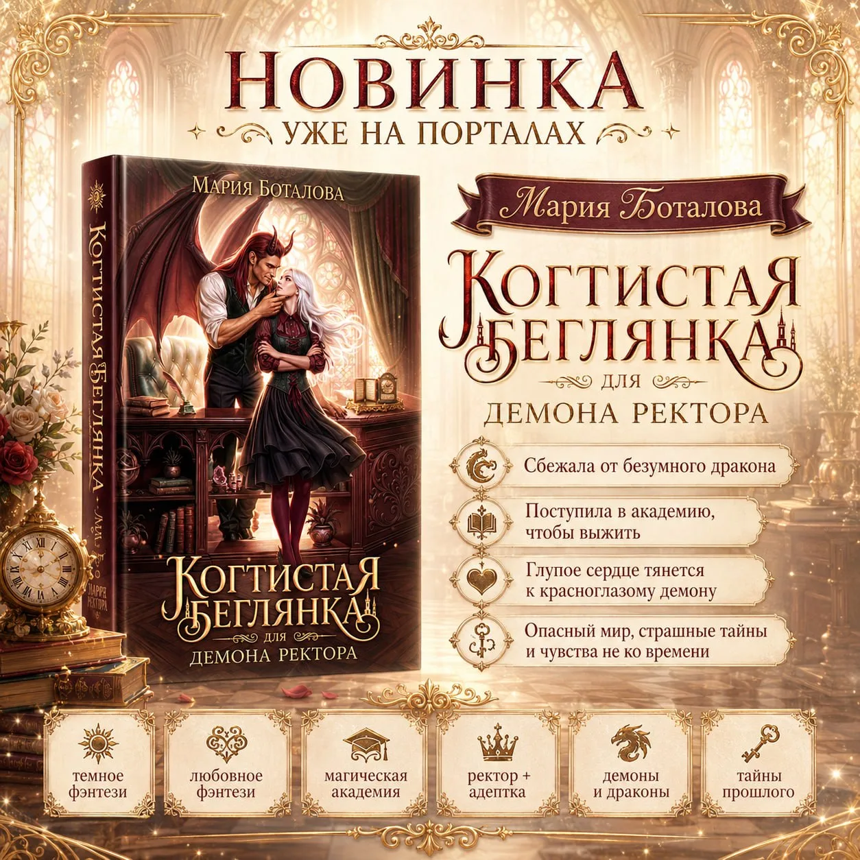 Новинка! "Когтистая беглянка для демона ректора" уже на сайтах:
