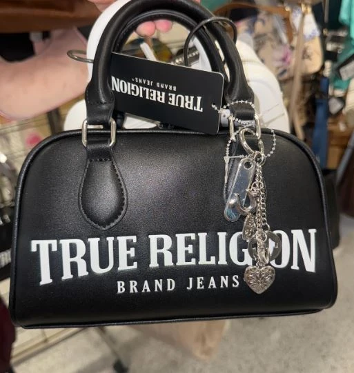 True ReligionBombe Logo Satchel with Charm