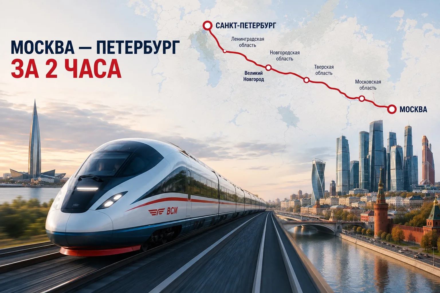🚄 Из Москвы в Петербург за 2 часа. И это уже не планы на далёкое будущее.