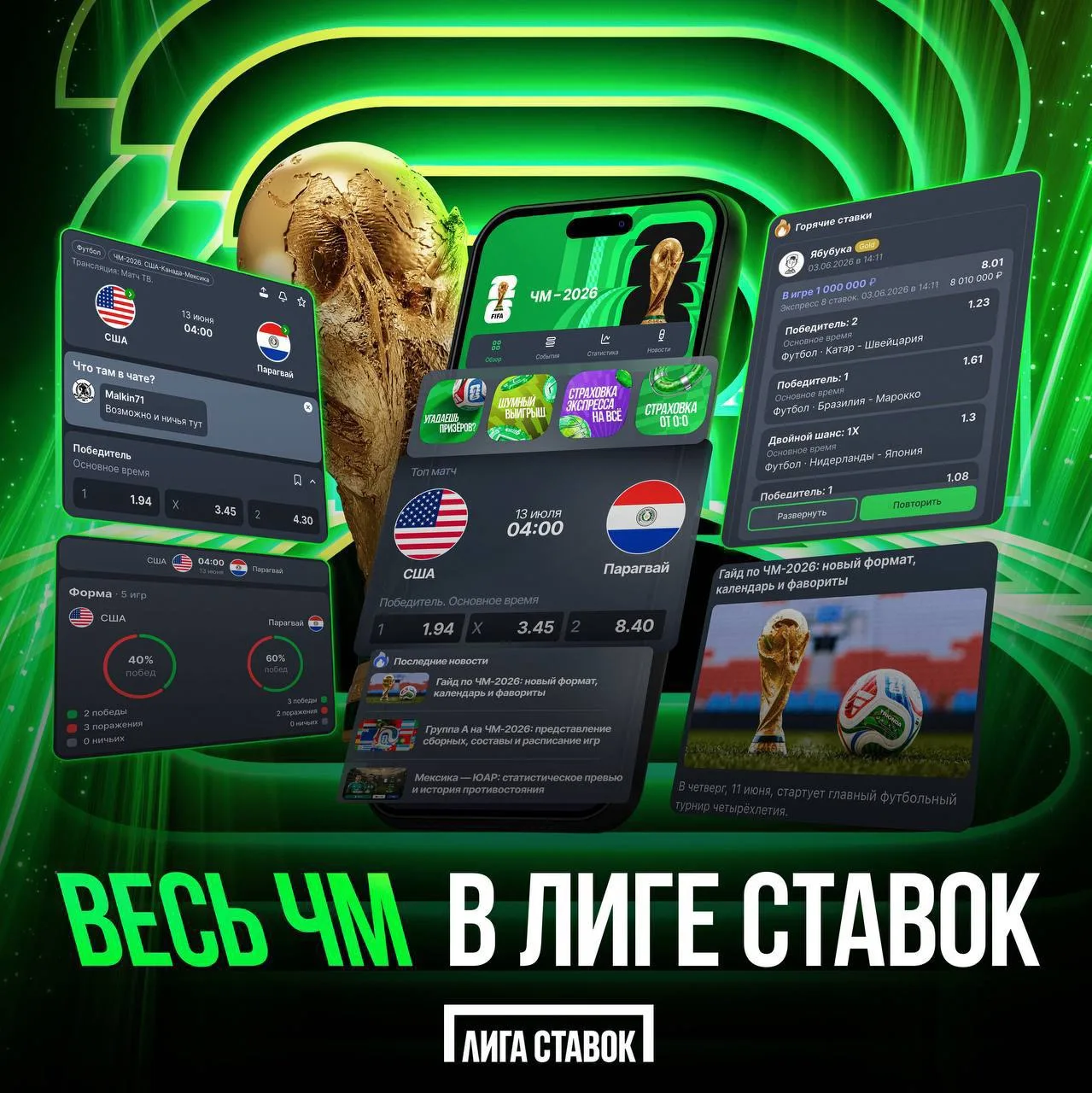 ⚡️ Будь в курсе всего ЧМ-2026 вместе с Лигой Ставок
