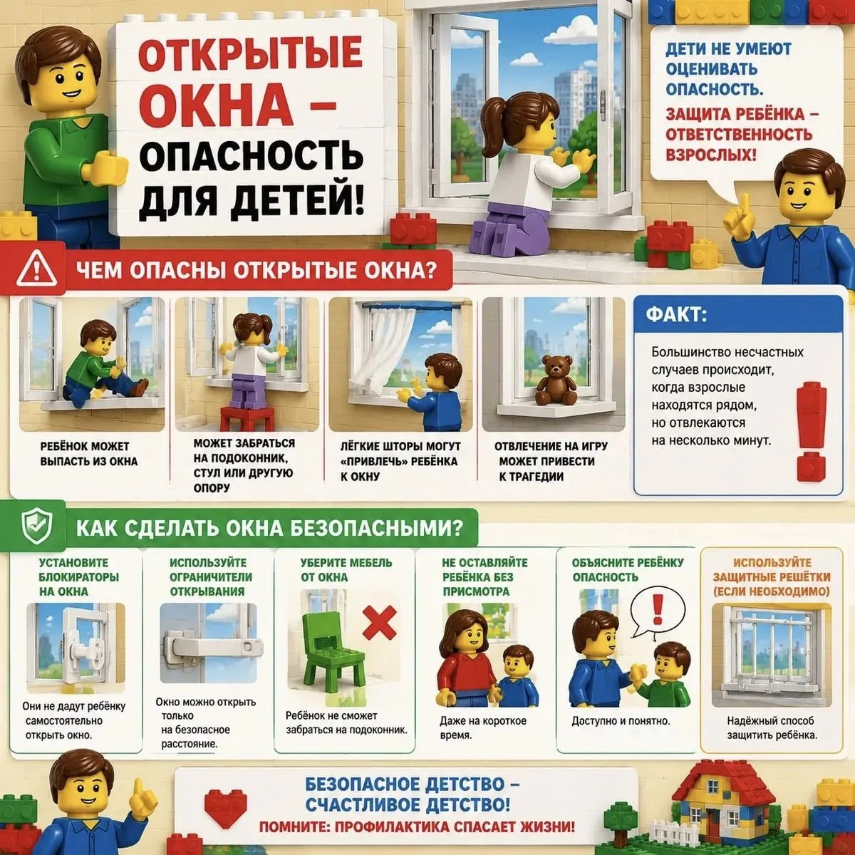 Открытые окна – опасность для детей!