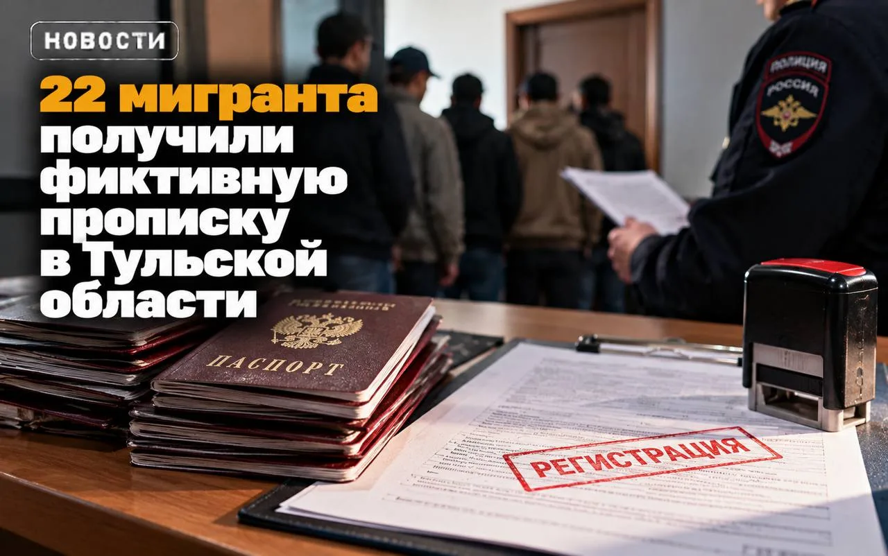 🏠 22 мигранта получили фиктивную прописку в Тульской области.