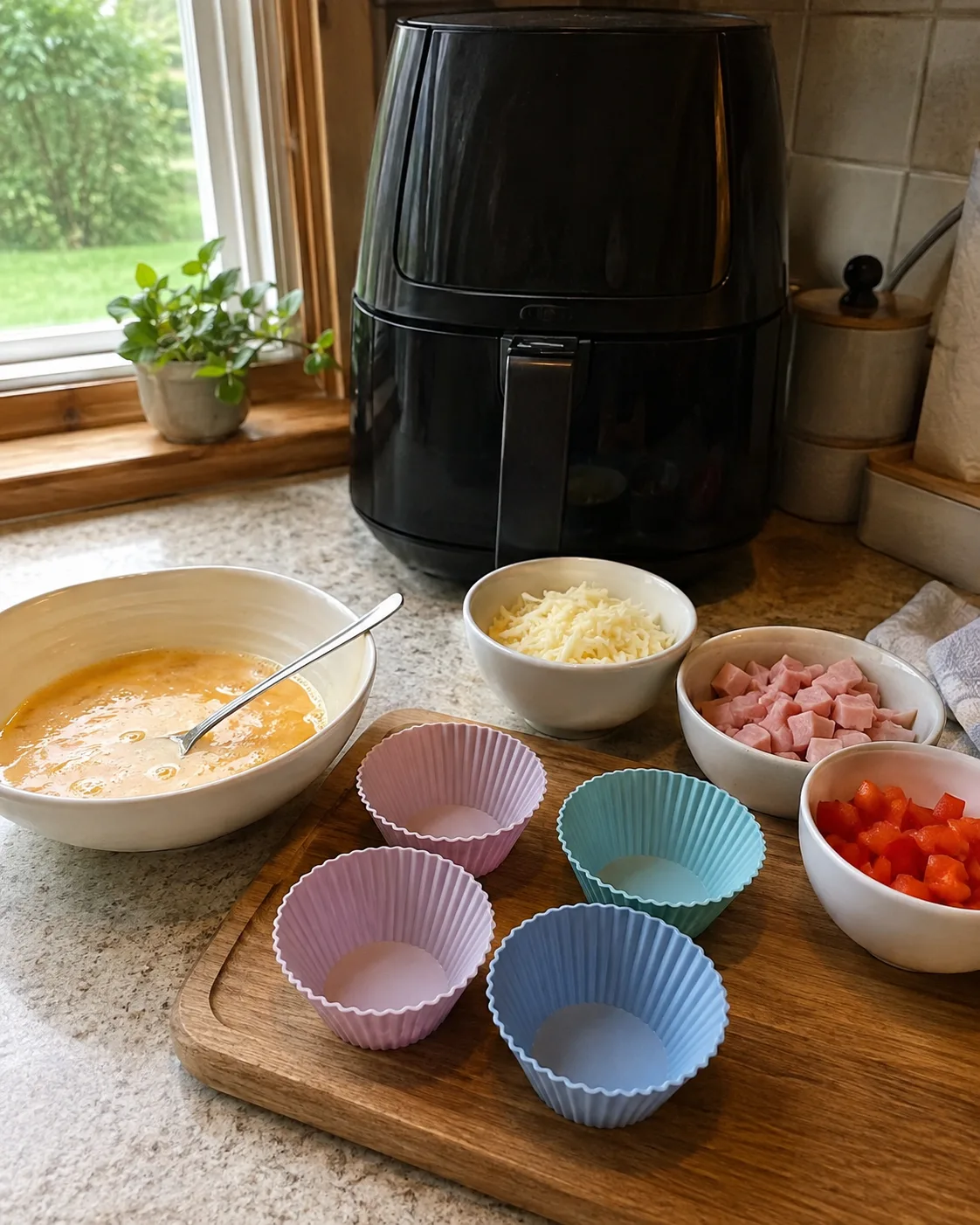 🥚 ЯИЧНЫЕ МАФФИНЫ С ВЕТЧИНОЙ И ОВОЩАМИ В АЭРОГРИЛЕ