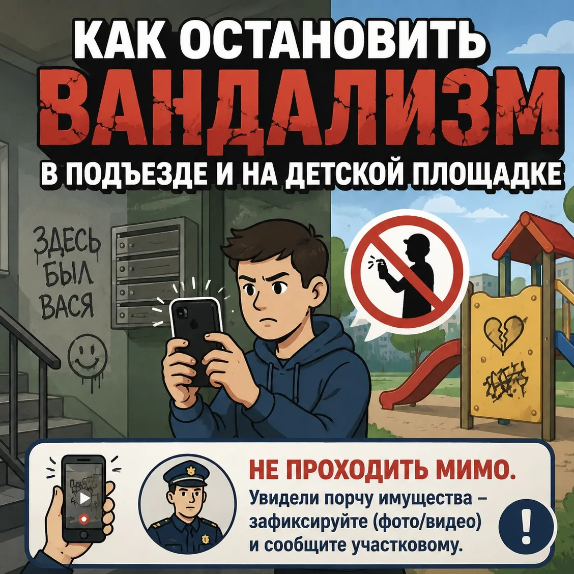 ❓Как остановить вандализм в подъезде и на детской площадке