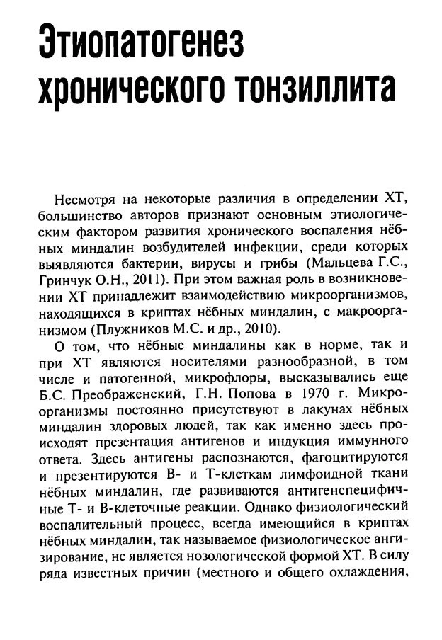 Этиопатогенез хронического тонзиллита