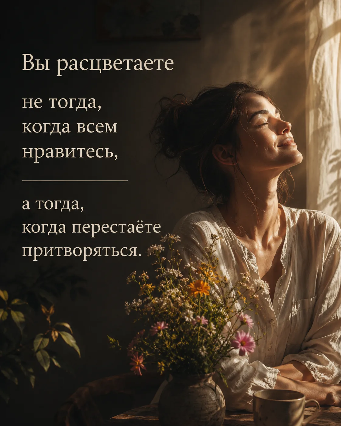 Вы расцветаете не тогда, когда всем нравитесь, а тогда, когда перестаёте притворяться.

❤ Психология