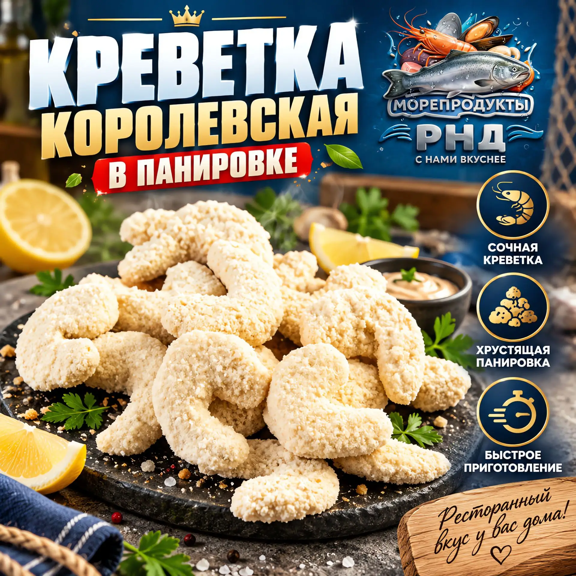 🍤 Креветка королевская в панировке — идеальное решение для быстрой и эффектной подачи ...