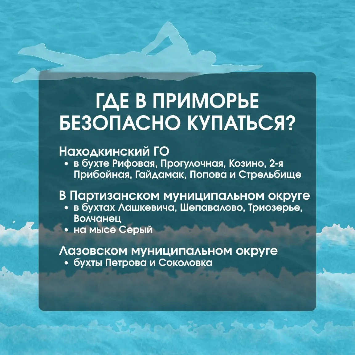 В Приморье для купания рекомендованы 29 морских акваторий

С наступлением купального сезона жителям 