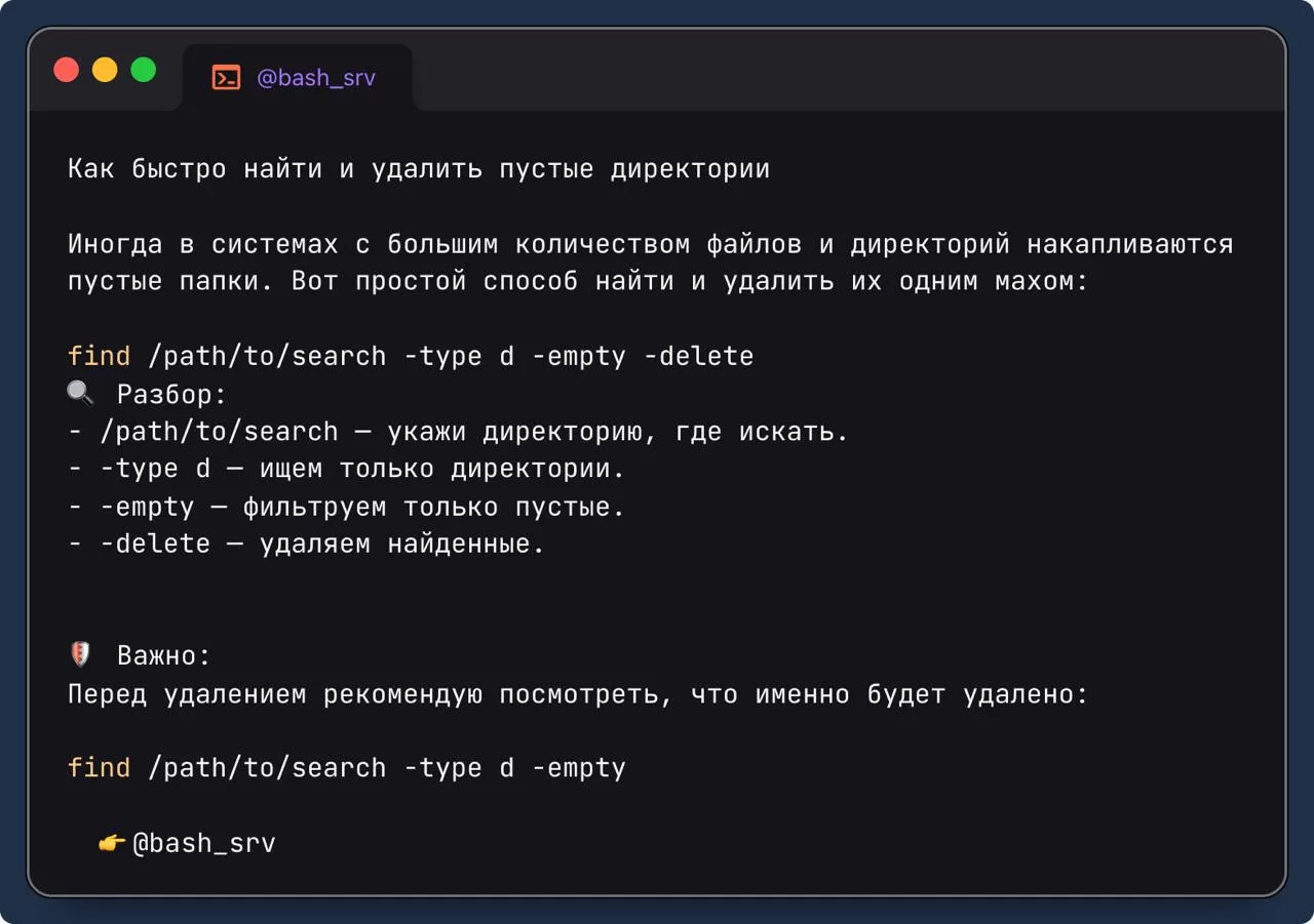 Как быстро найти и удалить пустые директории