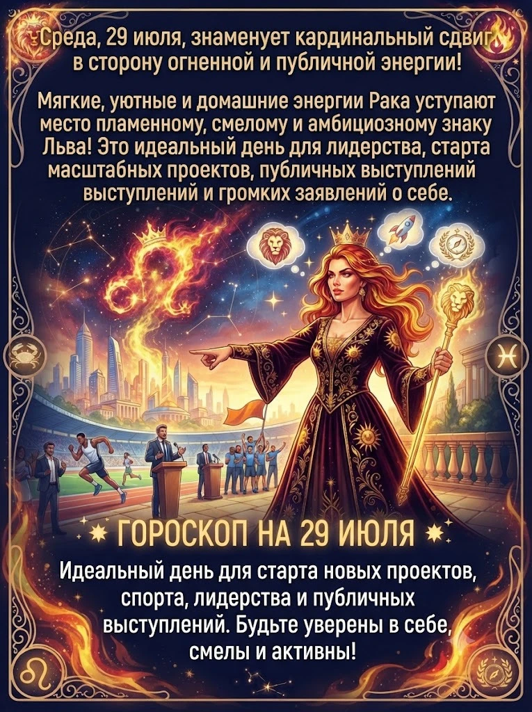 🌟 ГОРОСКОП НА 28 ИЮЛЯ 🌟

Идеальный день для укрепления семейных связей, работы с психологом, кулин