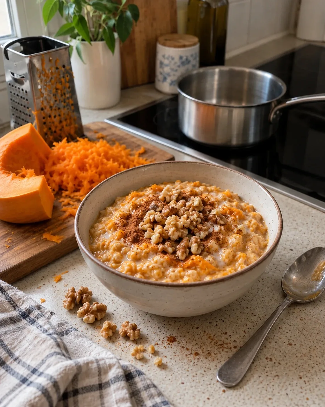 🎃 Овсянка с тыквой, корицей и орехами