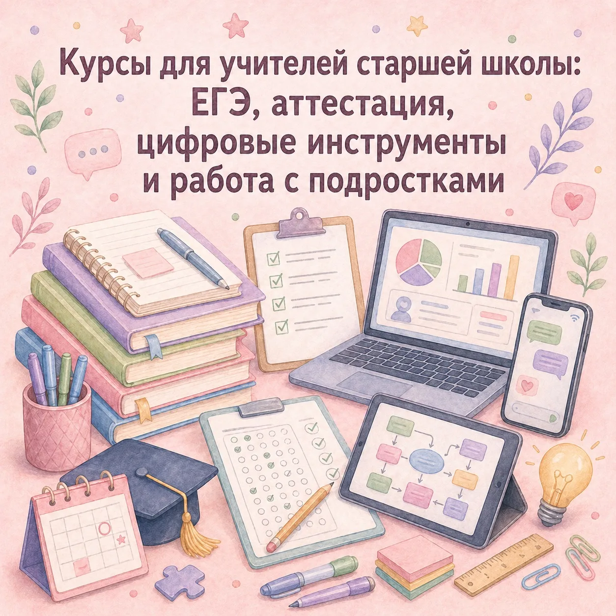 Курсы для учителей старшей школы: ЕГЭ, аттестация, цифровые инструменты и работа с подр...