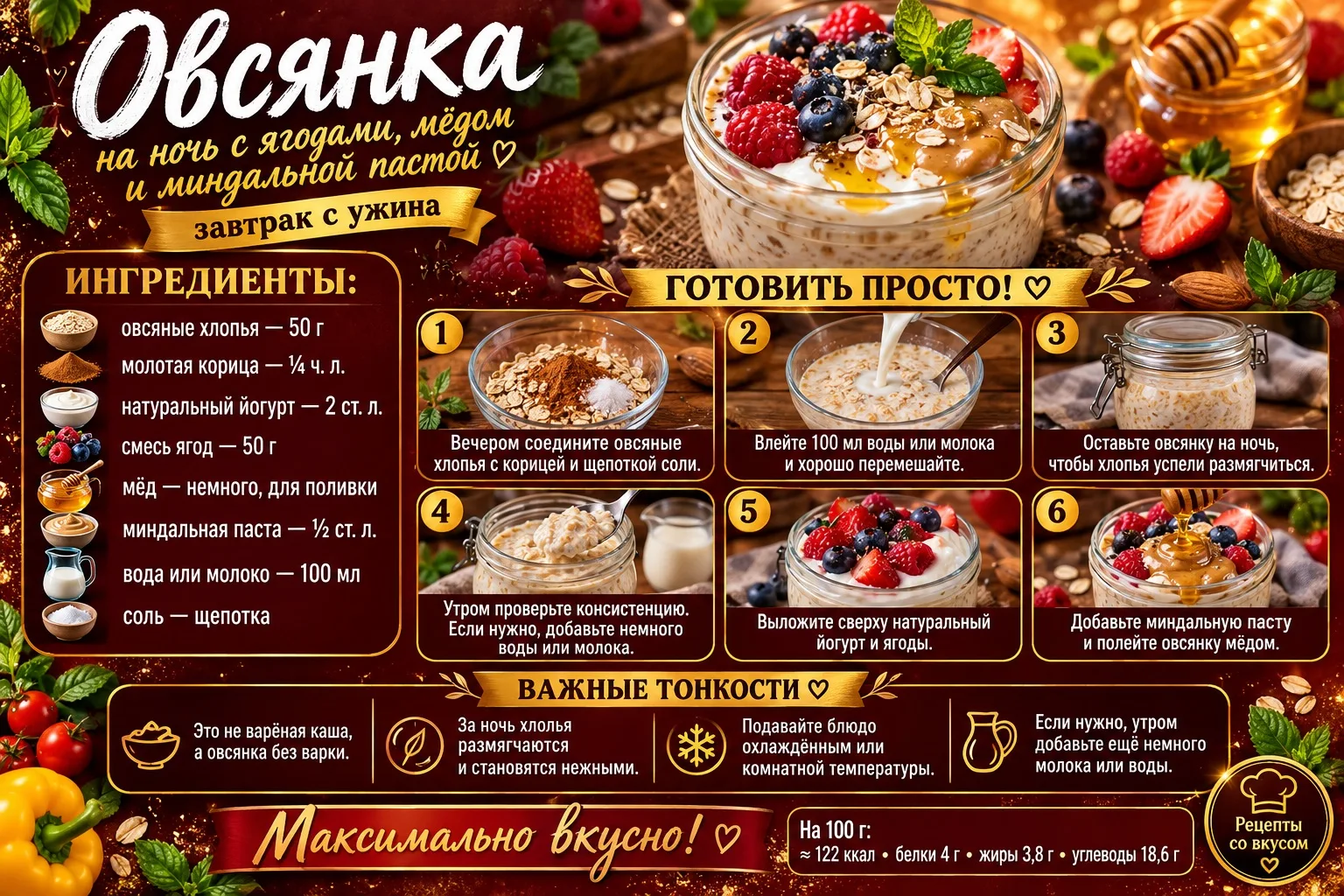 Пожалуй так вы еще овсянку