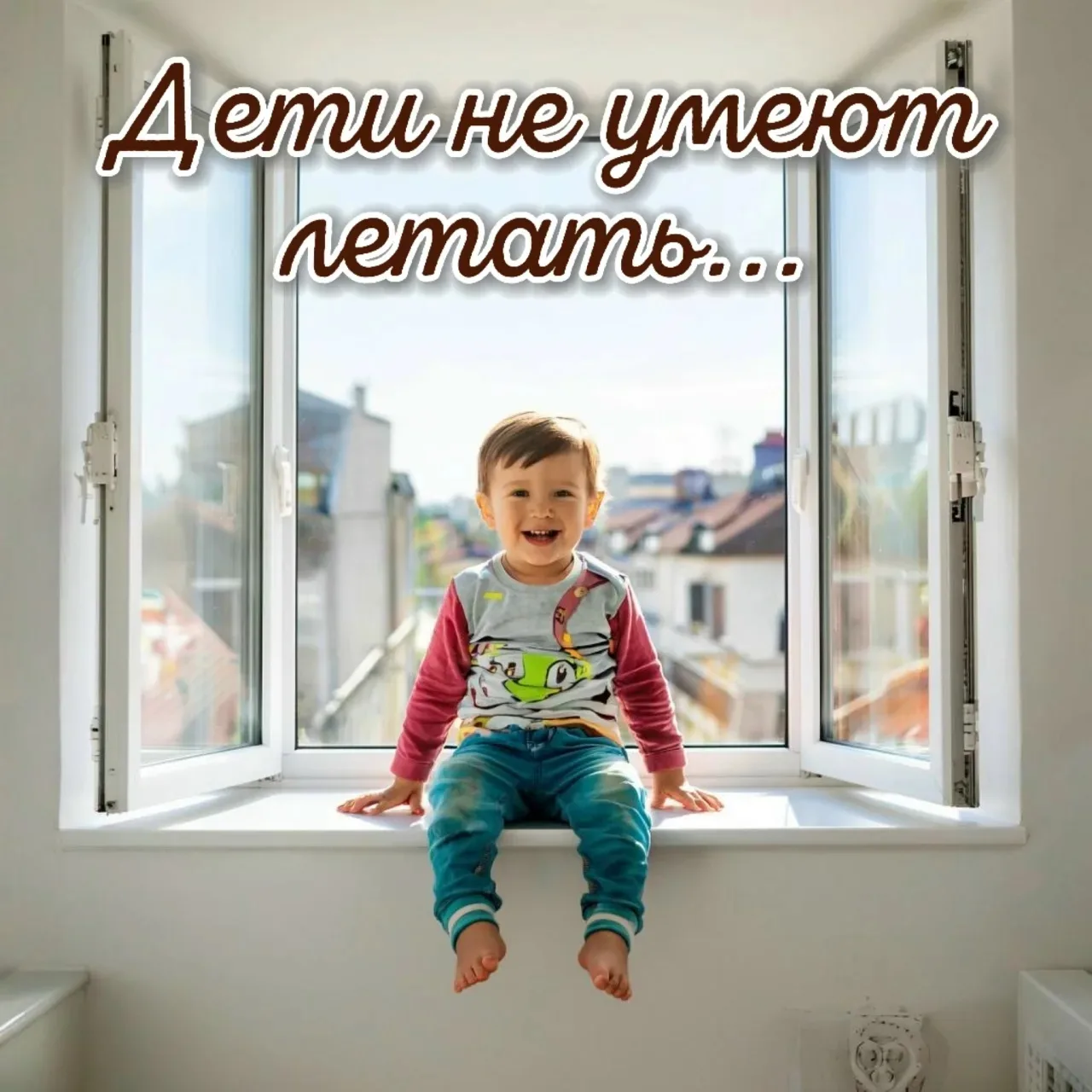 ❗️Не оставляйте детей наедине с открытыми окнами