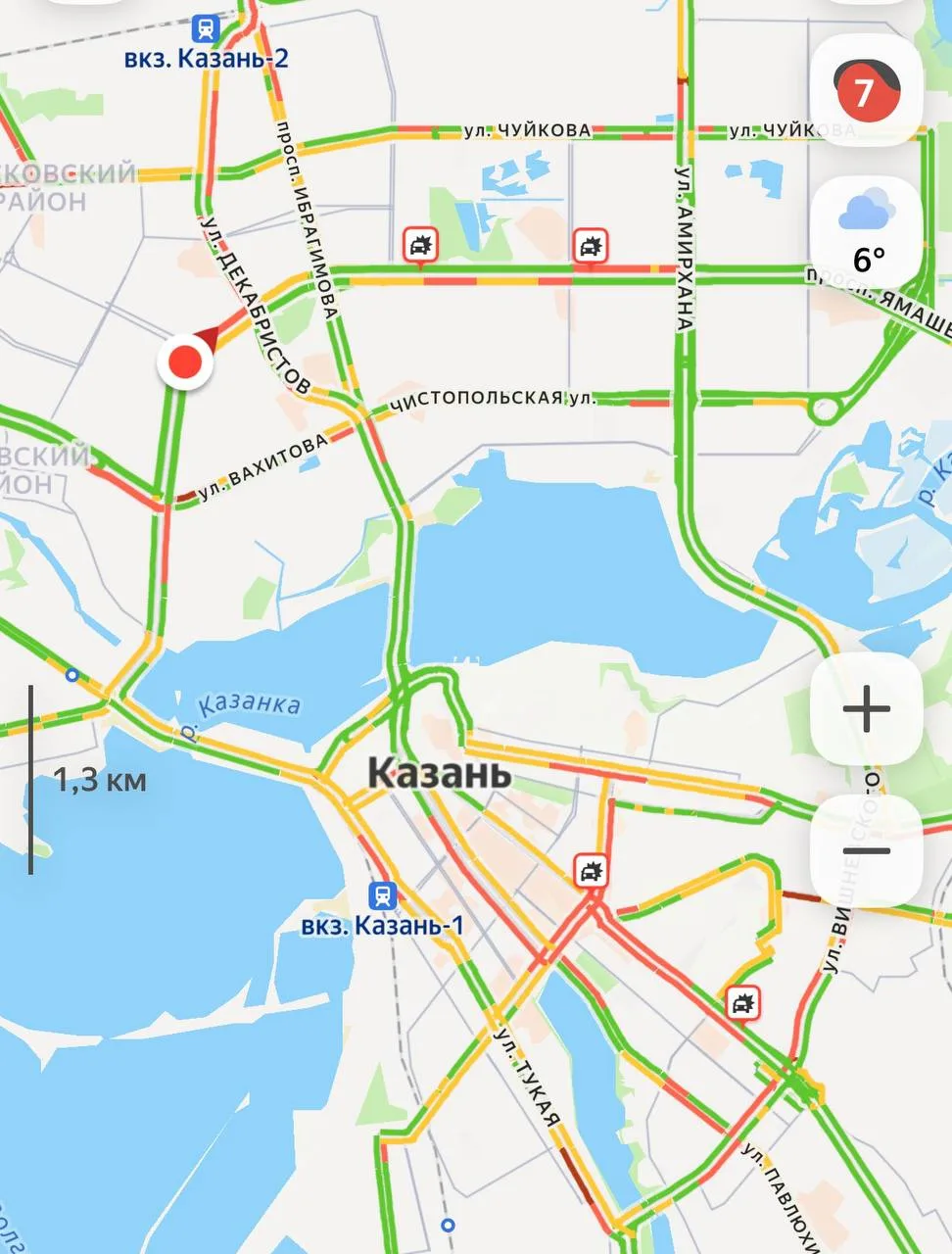 В Казани 7-балльные пробки