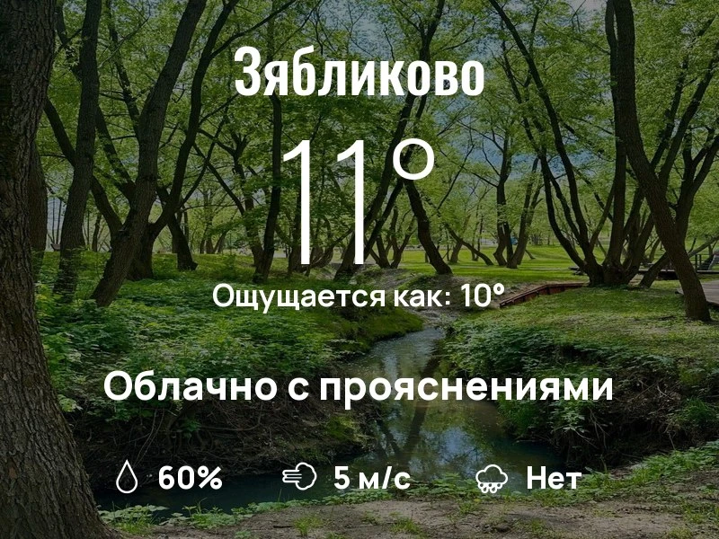 Что с погодой в Зябликово?