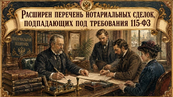📌 Росфинмониторинг расширил перечень нотариальных сделок по 115-ФЗ