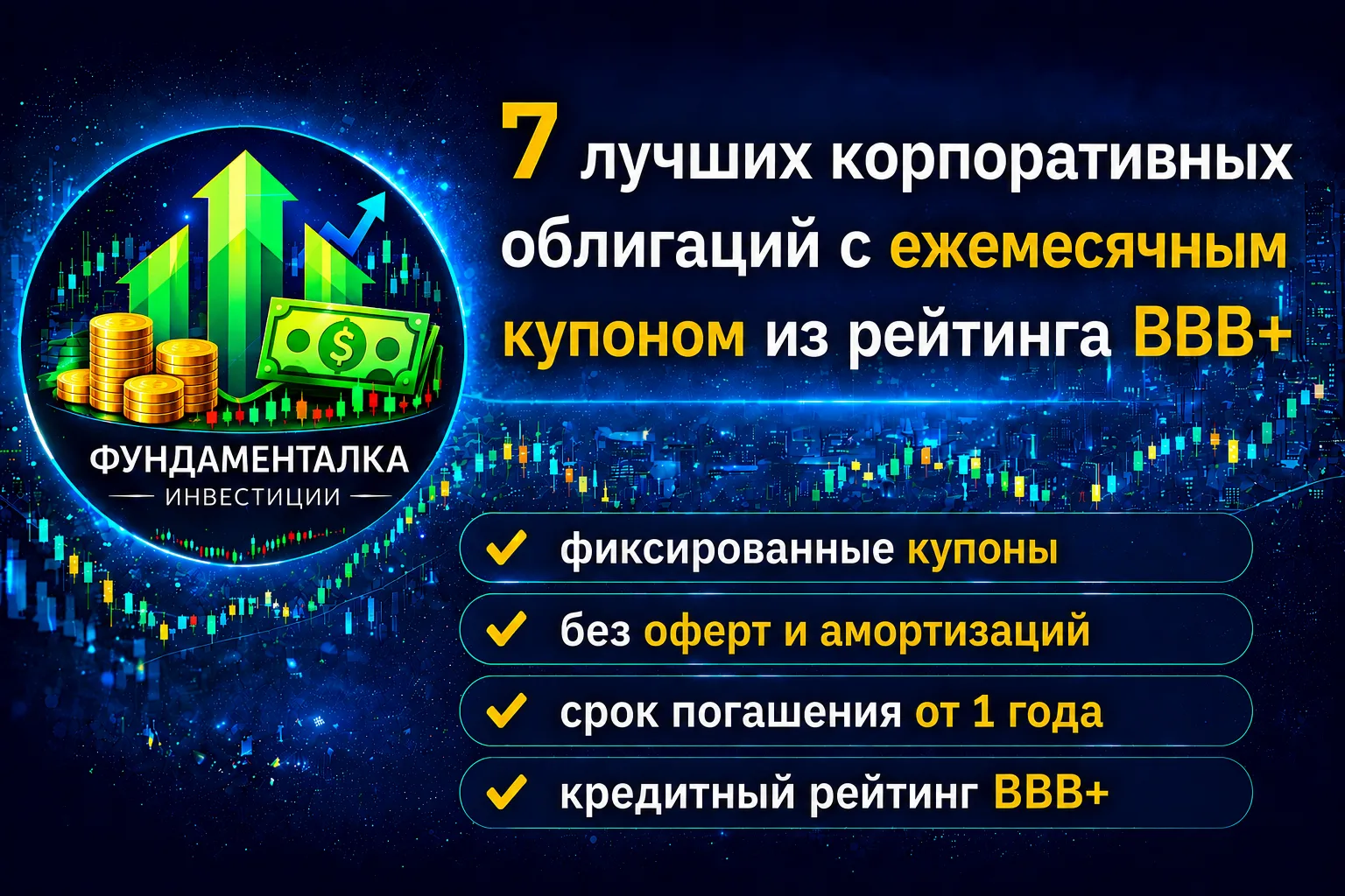 🔥7 лучших корпоративных облигаций с ежемесячным купоном из рейтинга BBB+