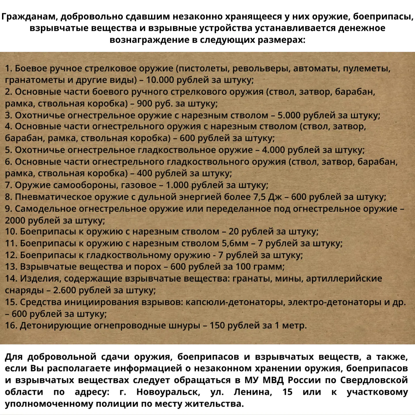 Добровольная сдача незаконно хранящегося оружия, боеприпасов, взрывчатых веществ и взрывных устройст